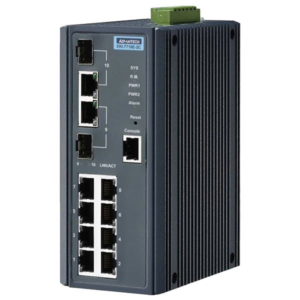 EKI-7710E-2C-BE | Advantech 8FE + 2G Combo Port Managed Ethernet Switch