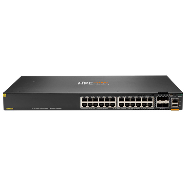 JL666A | HPE Aruba Networking CX 6300F 24-port 1GbE Class 4 PoE and 4-port SFP56 Switch