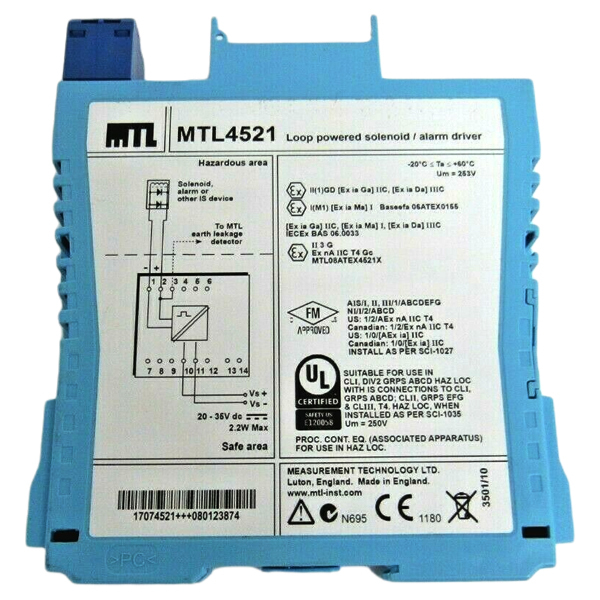 MTL4521 | MTL 1-Channel Loop Powered Solenoid/Alarm Driver