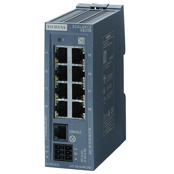 6GK5208-0BA00-2AB2 | Siemens SCALANCE XB208 DIN Rail Mount Ethernet Switch